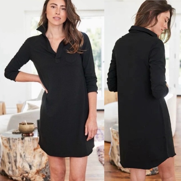 Frank & Eileen Nicole Henley Dress Size M Black Jersey Knit Cotton Vneckline - Picture 10 of 10